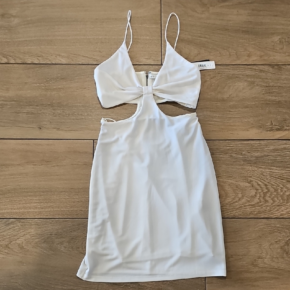 Alice + Olivia Ivory Halter Top with Bow